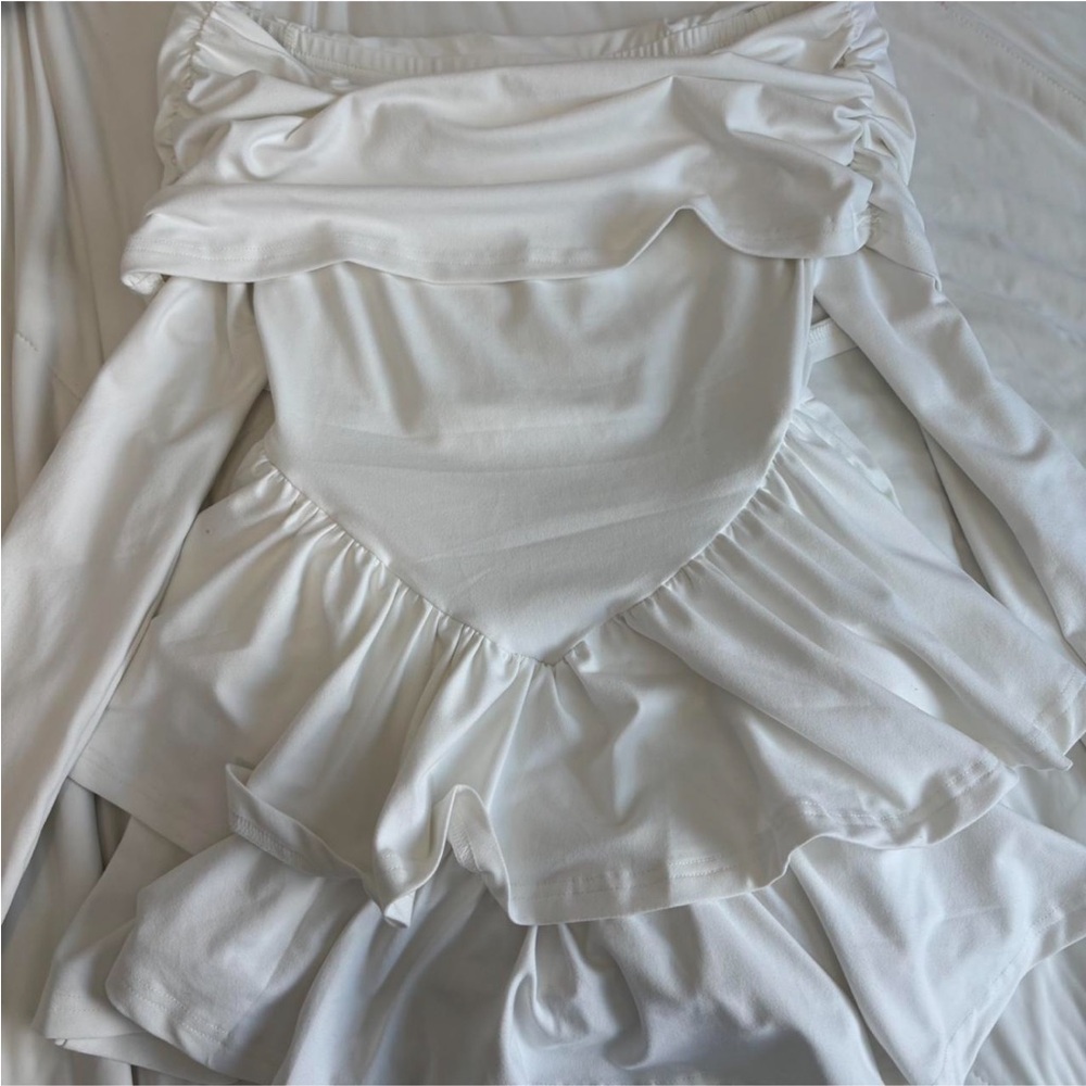 SHEIN White Off-Shoulder Mini Dress
